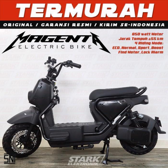 Sepeda Listrik Pacific MAGENTA Exotic Ebike 650 Watt Electric Bike - Merah - Hitam - Hitam