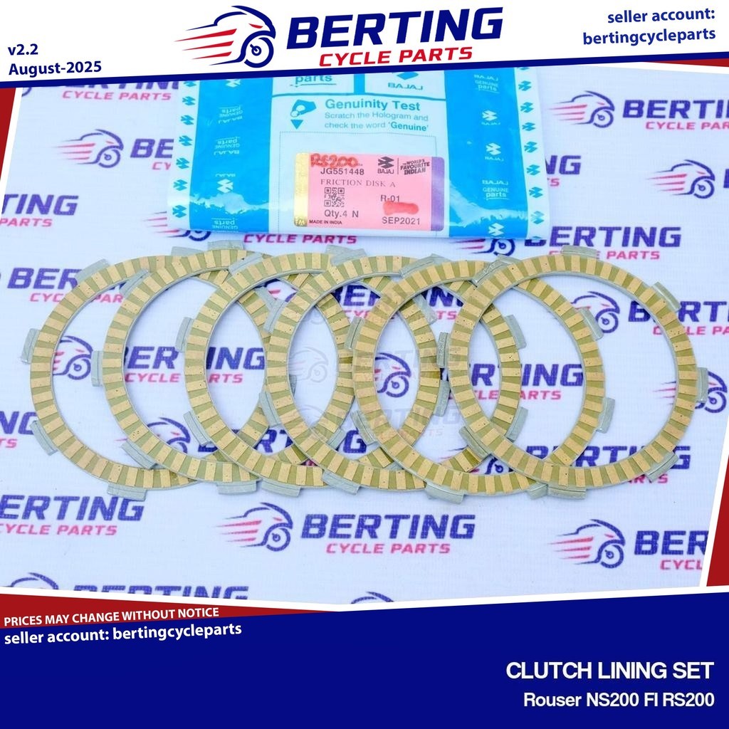 SET LINING KOPLING Rouser NS200 FI RS200 Asli 6PCS JG551448 ATAU JG551455 ATAU kombinasi