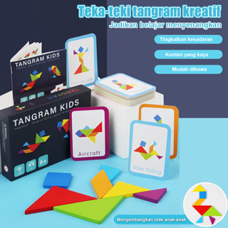 Geometri Meningkatkan Kayu Puzzle Tangram Kognitif Edukatif Permainan Matematika