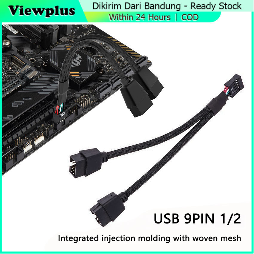 Usb 9pin splitter 1 to 2 Kabel Extension Hub Ekstensi front header extension cabang 9 pin hub extend