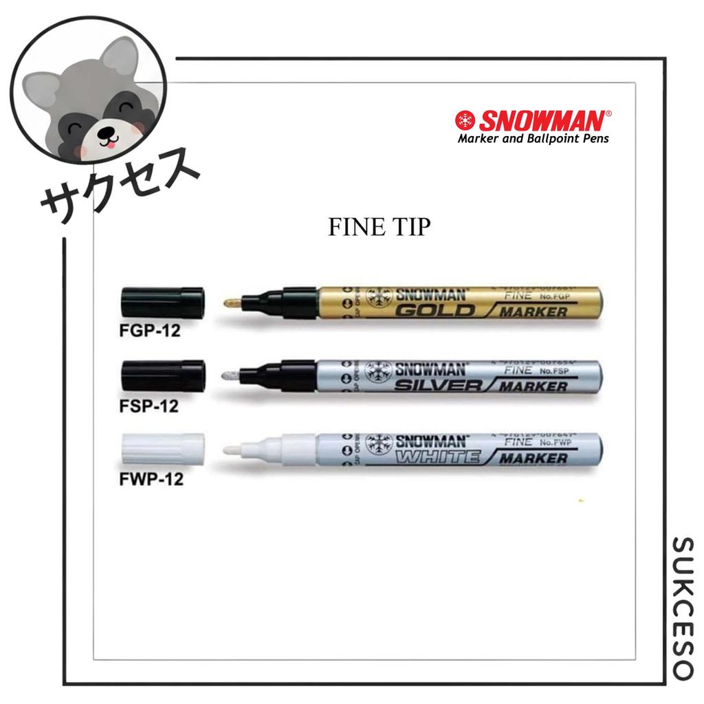 Snowman Permanent Paint Marker F (Gold, Silver & White) FINE TIP