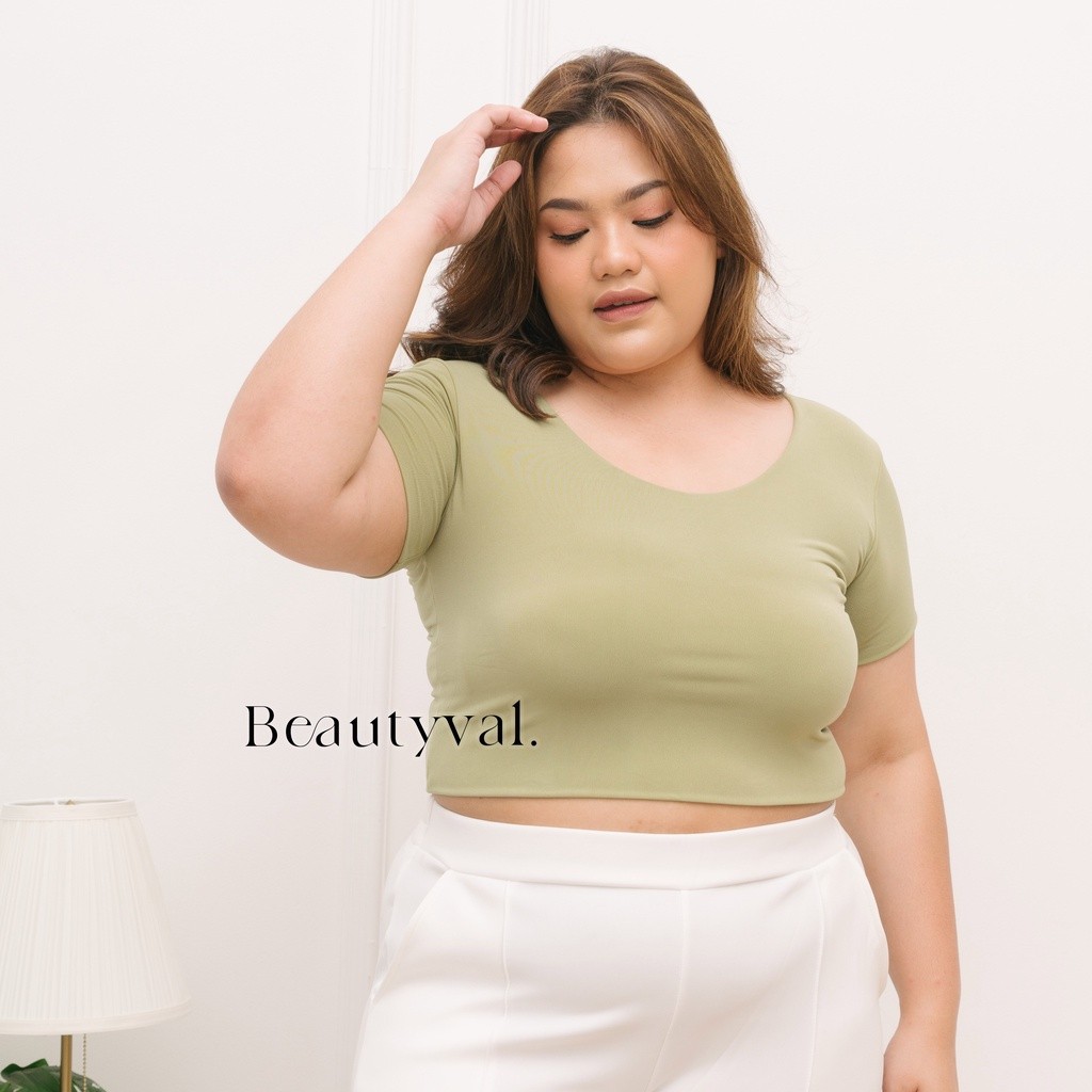 WIDHISTORE Square Crop Top Tee Big Size Kaos Crop Croptop Jumbo