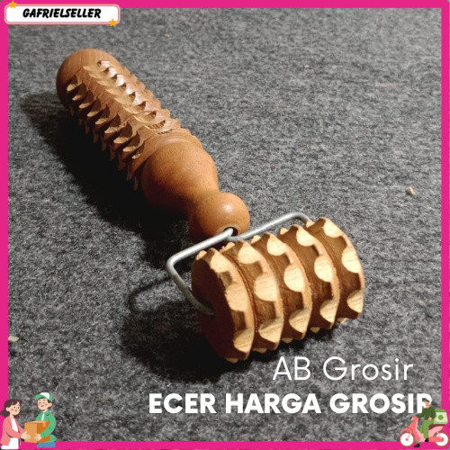 Alat pijat kayu ROLL KAWAT Roda gerigi pijat rol wajah tubuh tangan kaki terapi kesemutan GFR