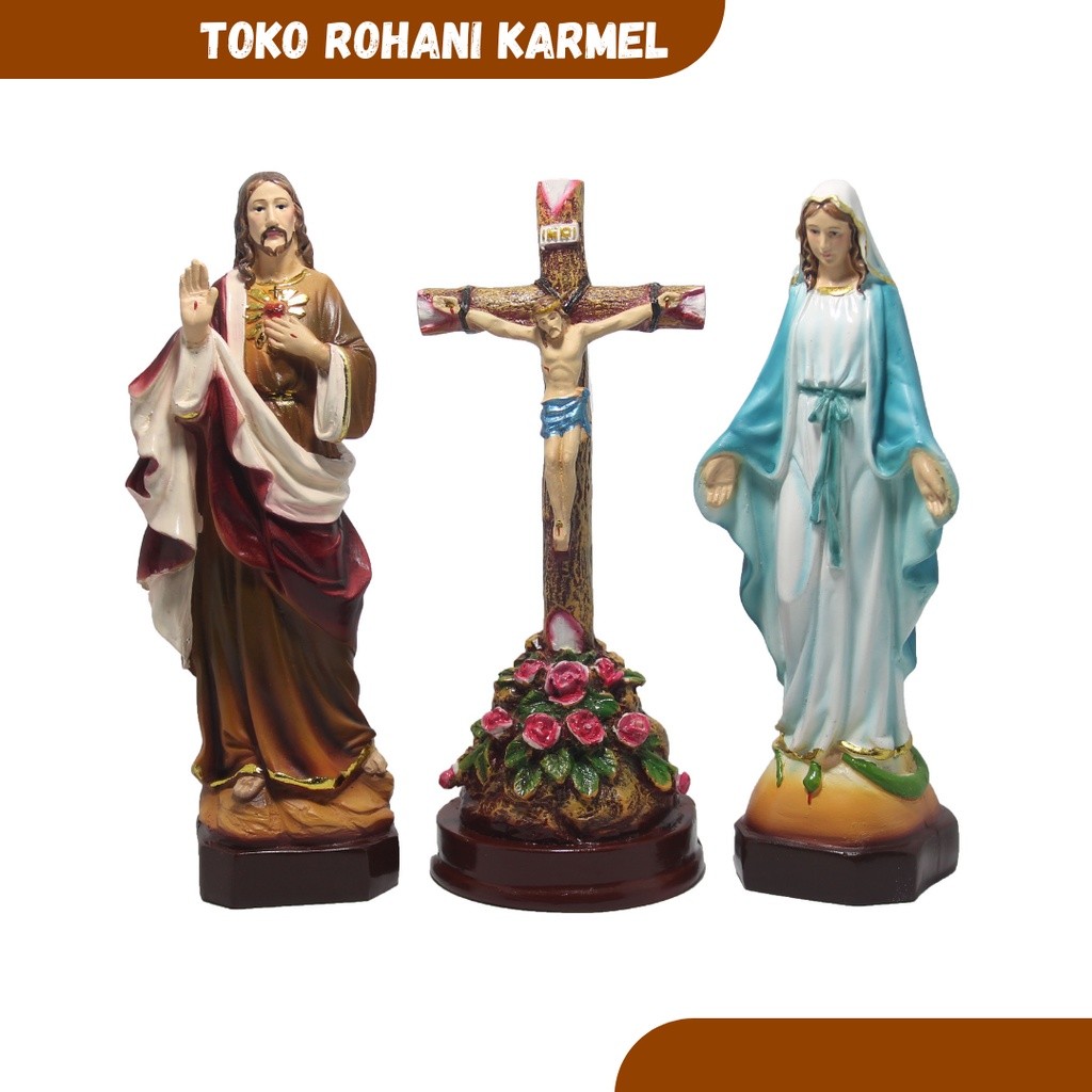 PATUNG BUNDA MARIA DAN YESUS 1 SET / pAKET KLASIK / SET DOA KATOLIK / PAKET DOA ROSARIO / SALIB DUDU