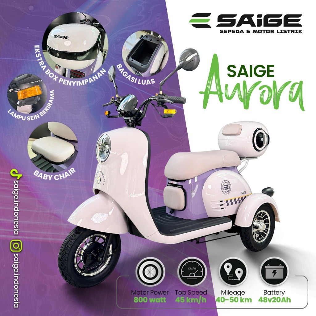 Sepeda Listrik Saige Aurora Roda 3 Garansi Resmi not U WINFLY EXOTIC PACIFIC GODA