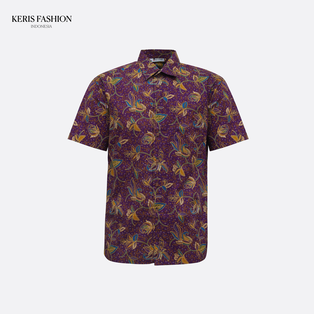 Keris Gallery Kemeja Batik Relaxed Fit Lengan Pendek Motif Aji Dewo Ndaru - Ungu