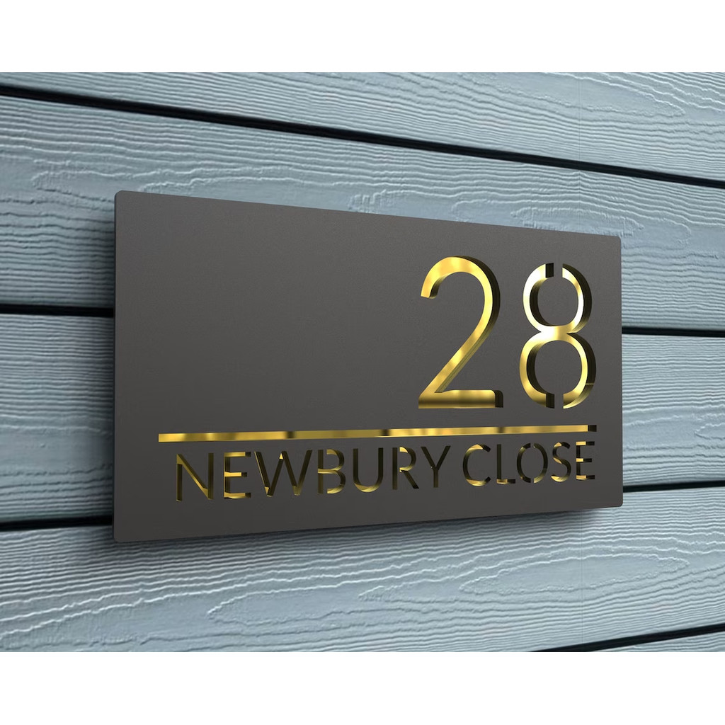 Personalized House Number Outdoor Sign Floating House Name Plate with door number 3D Cut Acrylic Add