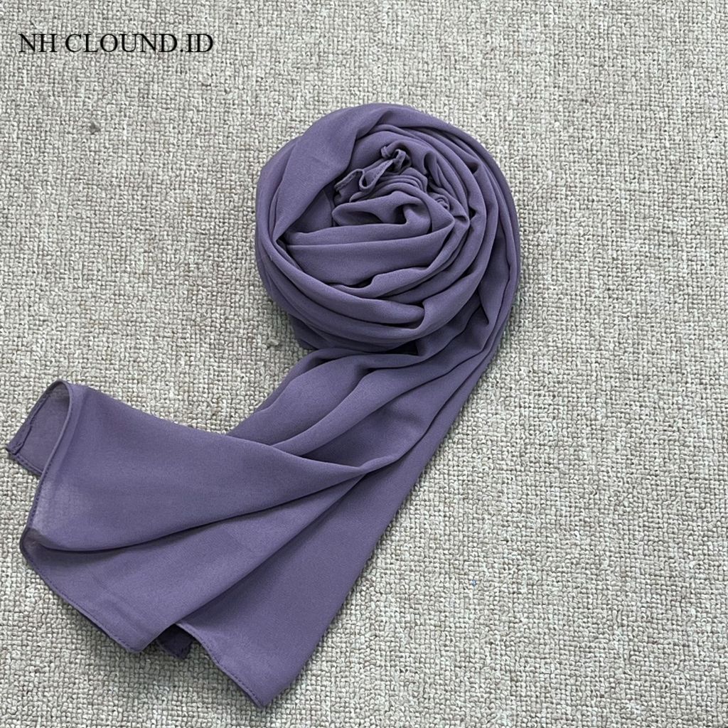 kerudung hijab pashmina ceruty bebydoll premium swall premium jahit tepi size 180x75 Warna Lavender