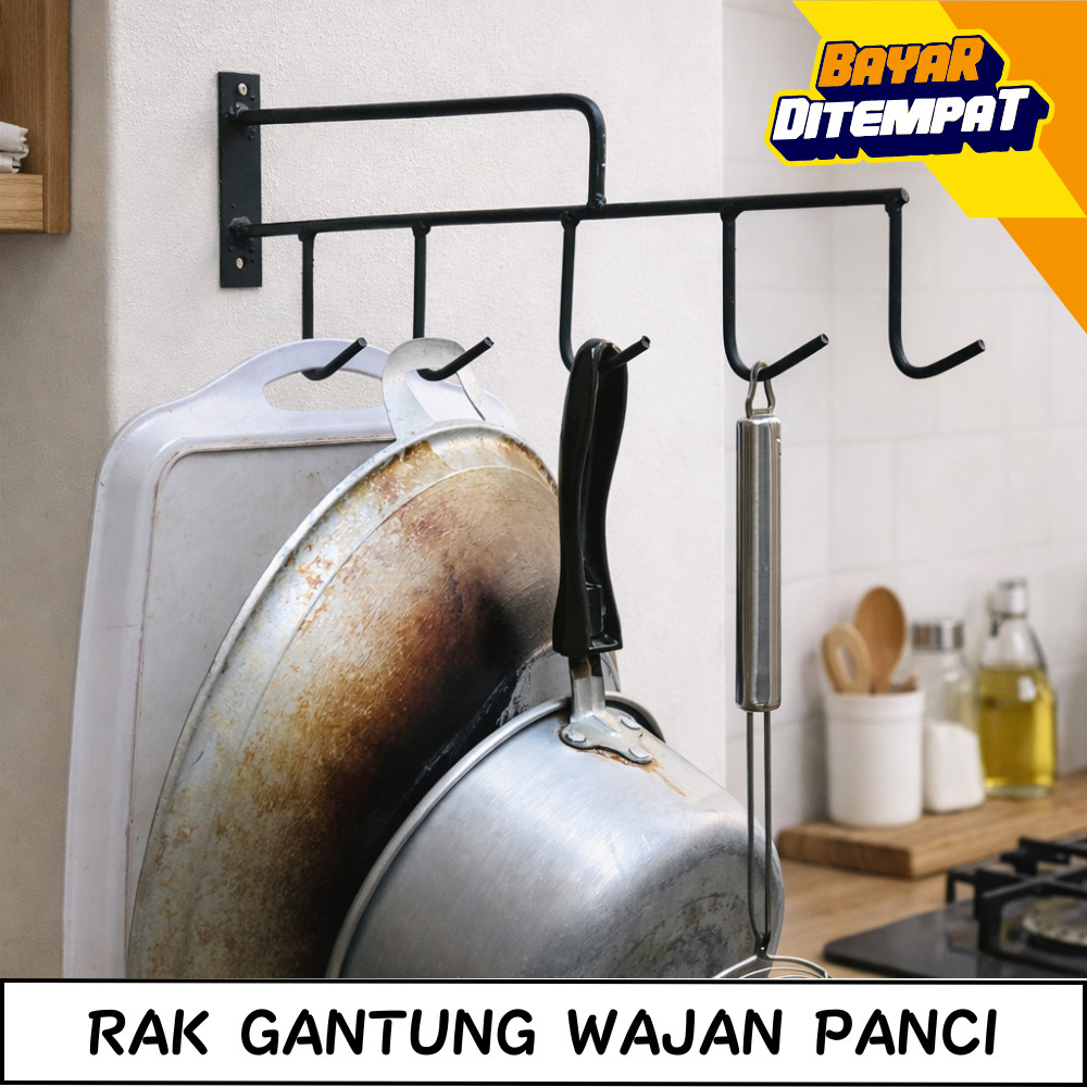 Rak Gantungan Panci Wajan - Rak Dapur Cantolan Wajan & Panci Tempel Dinding