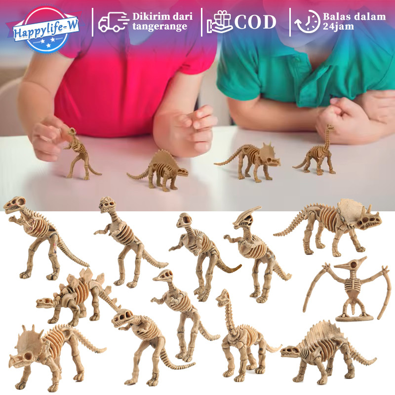 12cps Kerangka Dinosaurus Edukasi Arkeologi Dino Fosil Mainan Fosil Dino
