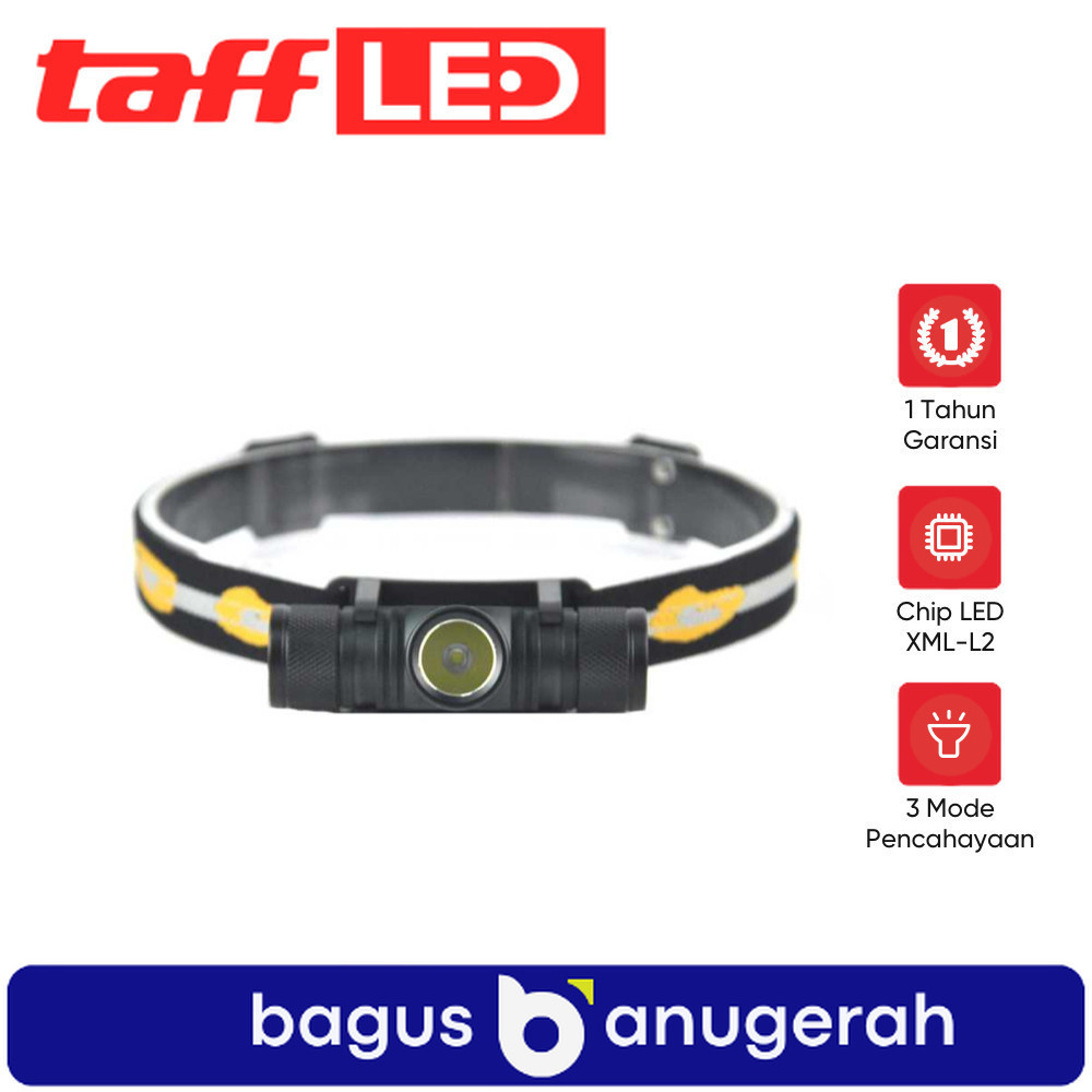 TAFFLED Senter Kepala Headlamp Headlight LED XML-L2 800 Lumens - D10-GCU2