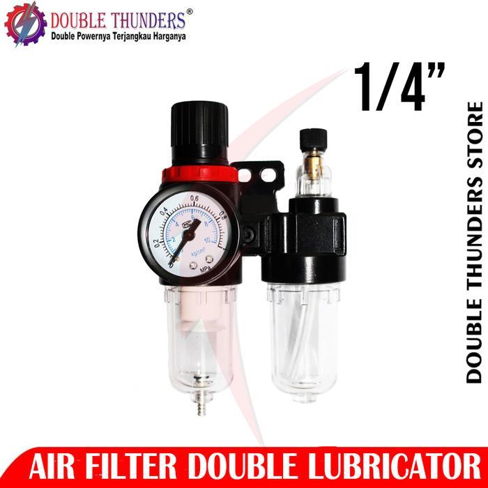 DT Mini Air Filter Double 1/4" Regulator Lubricator Saringan Kompresor Angin Izumi NLG HL Lakoni - U