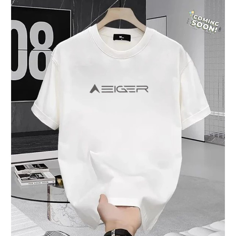 Kaos Pria Eiger Style Putih Baju Cowok Casual Outdoor Streetwear Lengan Pendek Katun Premium Outfit 