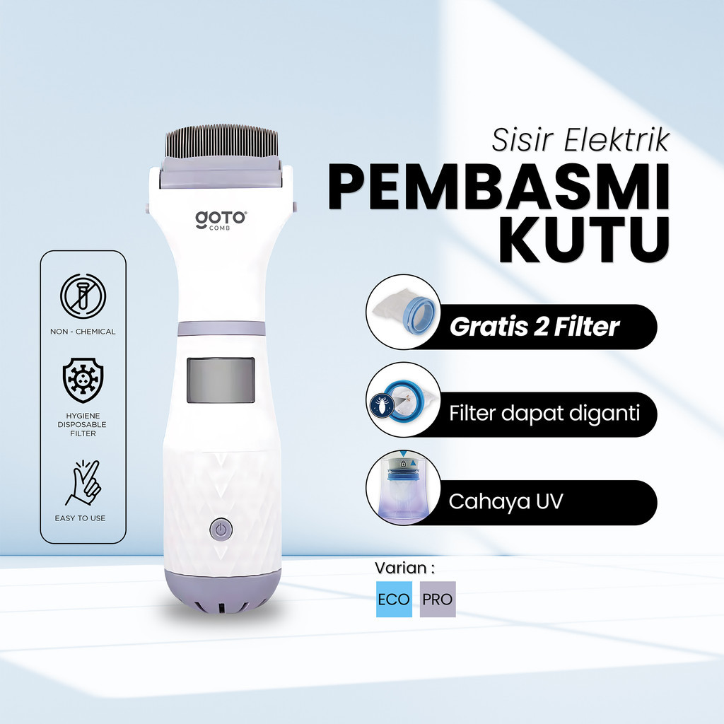 (Promo Terbatas) Goto UV-Comb Vacuum Comb Penghilang Kutu Sisir Kutu Elektrik Rambut