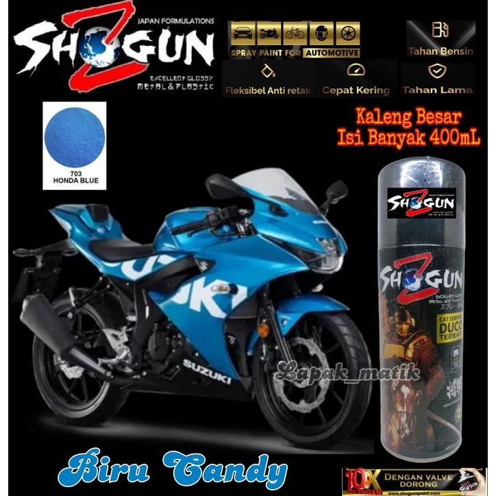 Pilok SHOGUN Z BIRU CANDY HONDA BLUE 703 400ML menimbulkan efek coating