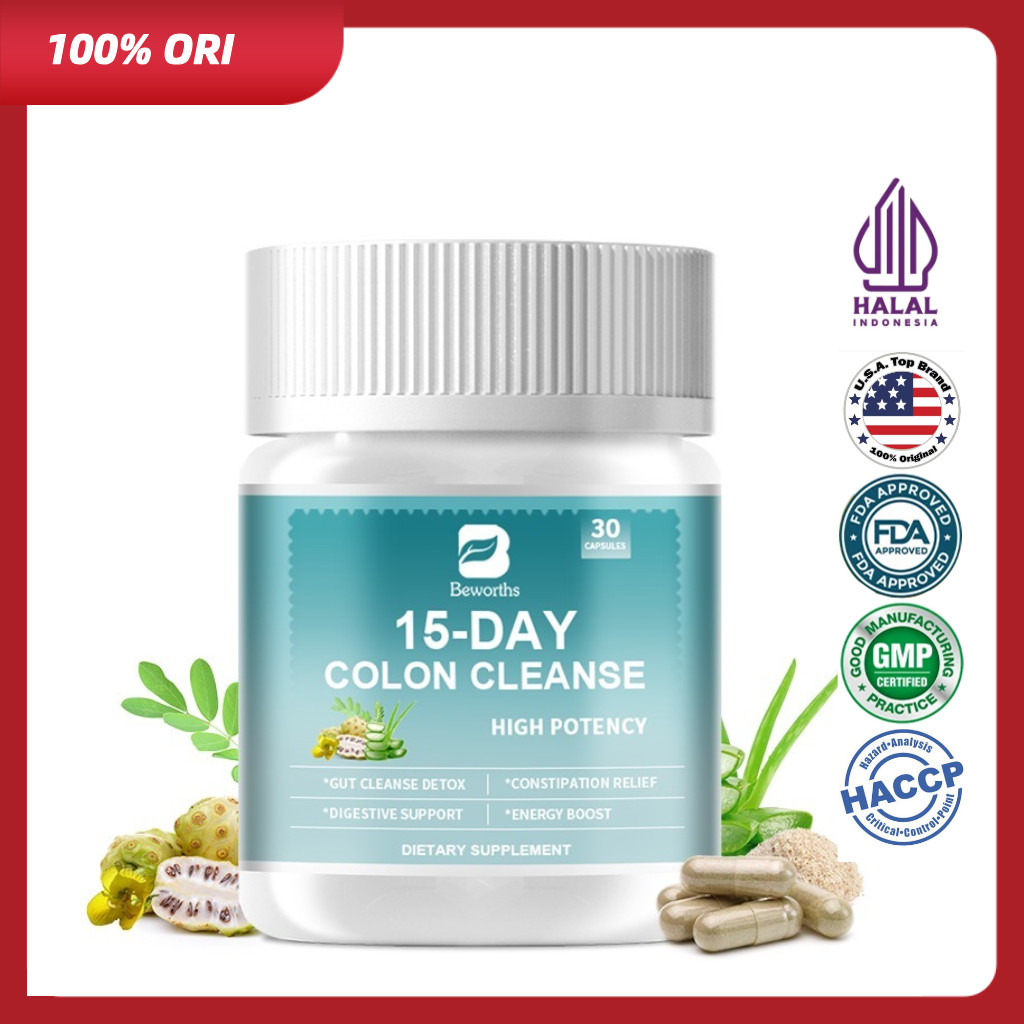 Alliwise 15 Hari Kapsul Pembersihan Usus Besar dengan Psyllium Husk Senna Daun Lidah Buaya Mengkudu