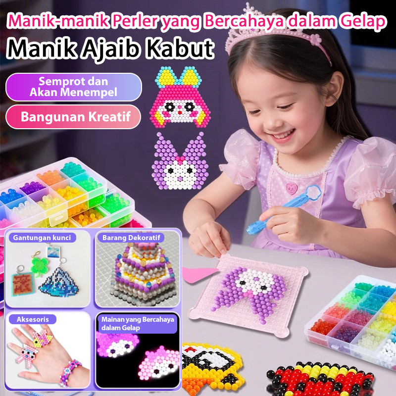[Dengan Setrika] Manik-manik Perler Bercahaya / Kit DIY Manik-manik Perler / Set Alat Lengkap Manik-