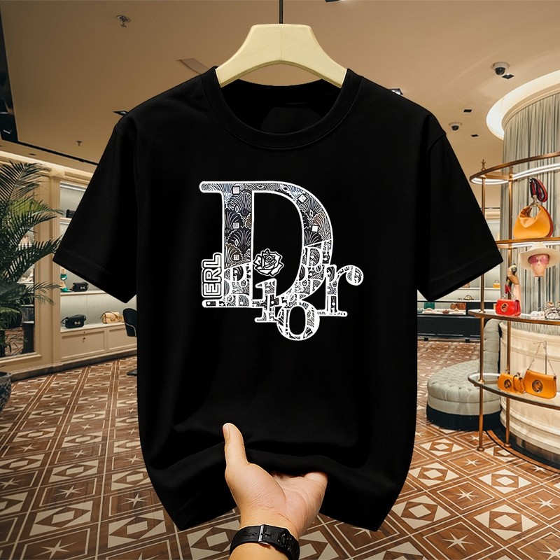 100%Kaos Pria Dior Official Original Dior T-shirt Katun Premium dengan Desain Ikonik