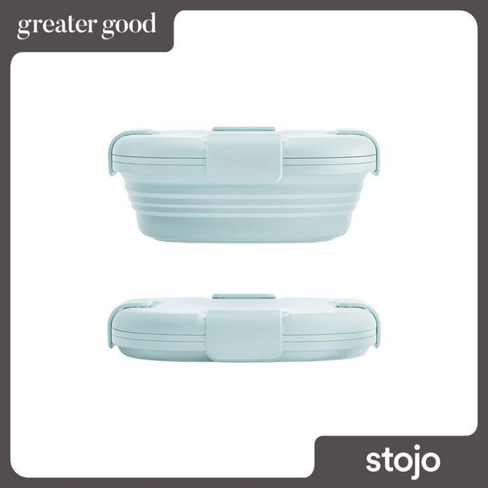kondang market Stojo - Collapsible Food Box in Aquamarine 24 oz, 700 ml / Kotak Makan Silikon Lipat 