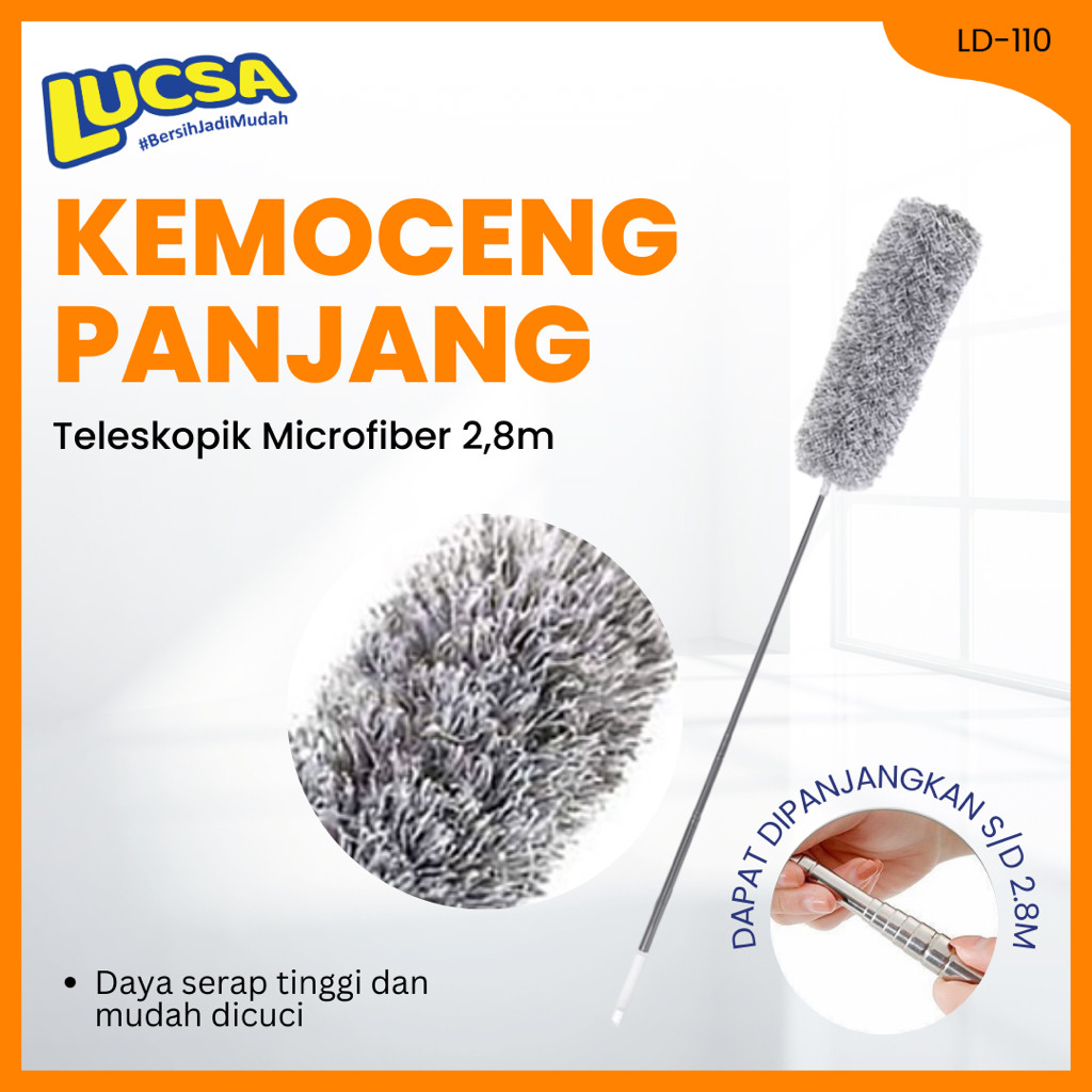 Lucsa - Teleduster Kemoceng Panjang 2.8m Teleskopik Microfiber | Kemonceng Kamoceng MURAH