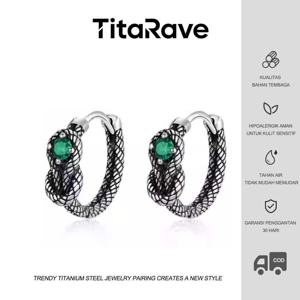 TitaRave Anting Perak Vintage Trendy Punk Gaya Unik Simpul Tali Desain Anting Telinga Pria Wanita