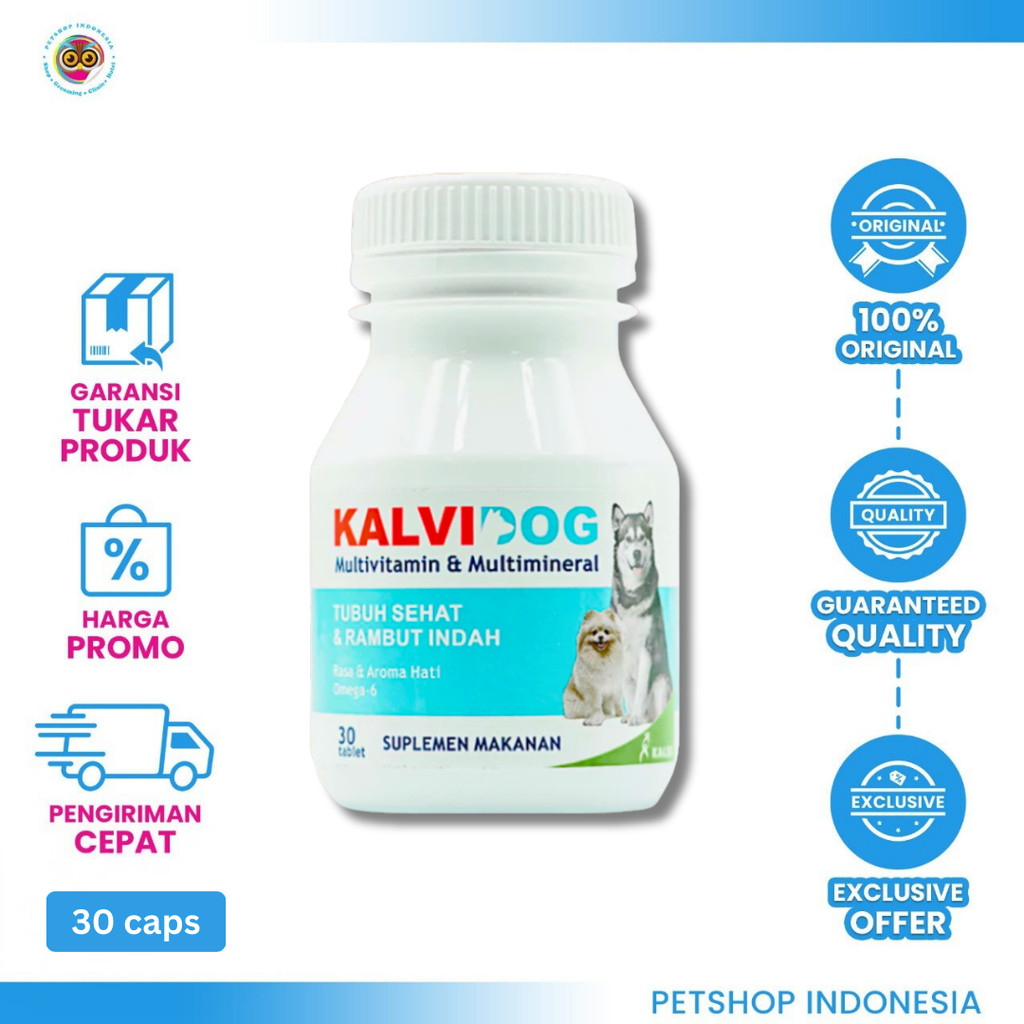 Kalvidog 30 Tablet - Vitamin Imun & Stamina untuk Anjing