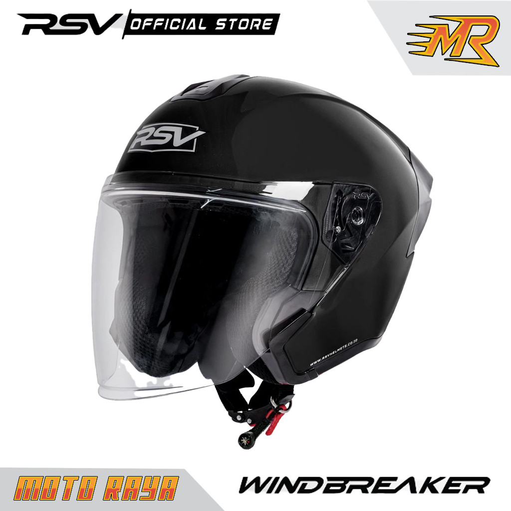 HELM RSV WINDBREAKER BLACK GLOSSY RSV HELMET HALF FACE