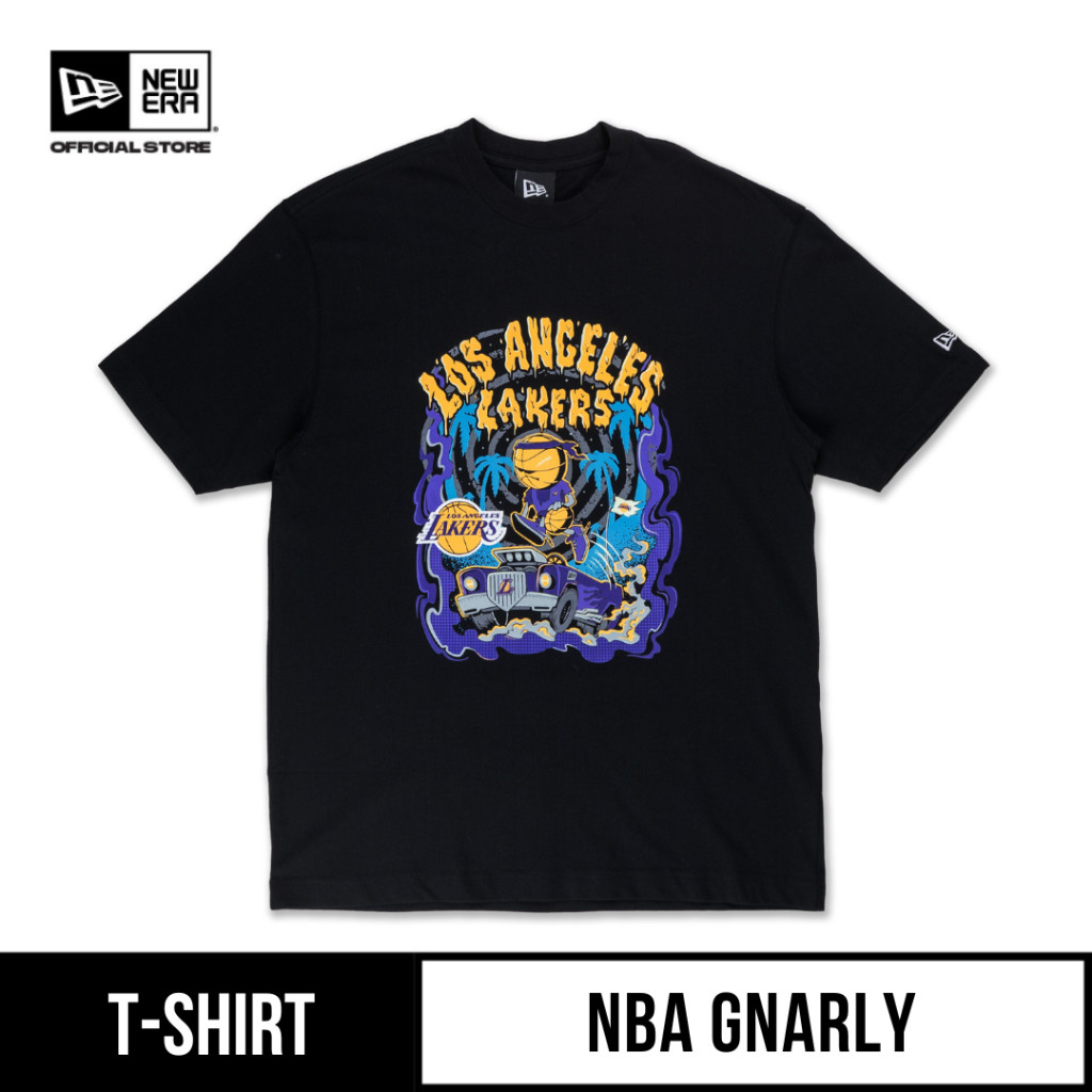 BAJU KAOS New Era Los Angeles Lakers Gnarly Oversized Black Short Sleeve T-Shirt