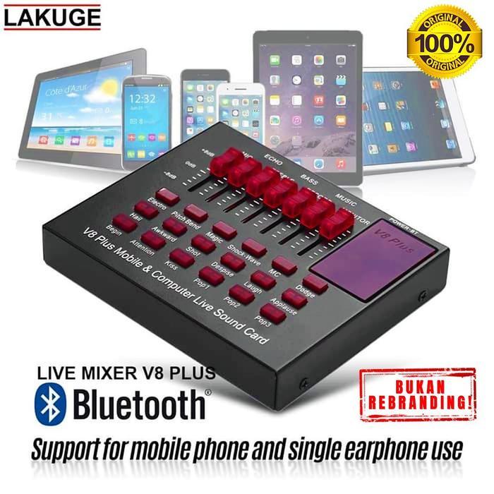 Pro Elektrikstore Bluetooth Live Mixer Broadcast Audio USB External Soundcard V8 Plus