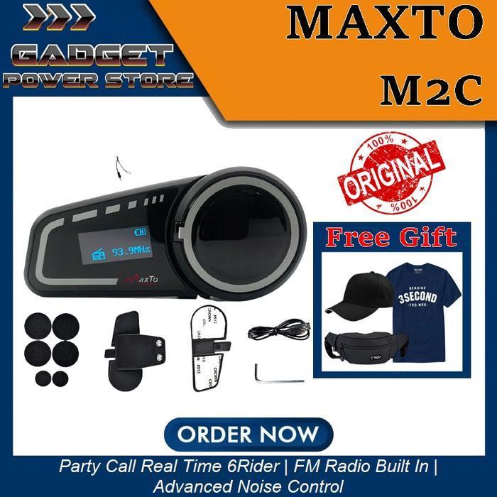 Maxto M2C Intercom Bluetooth Helm Party 6 Rider - Maxto M2C, No Bonus