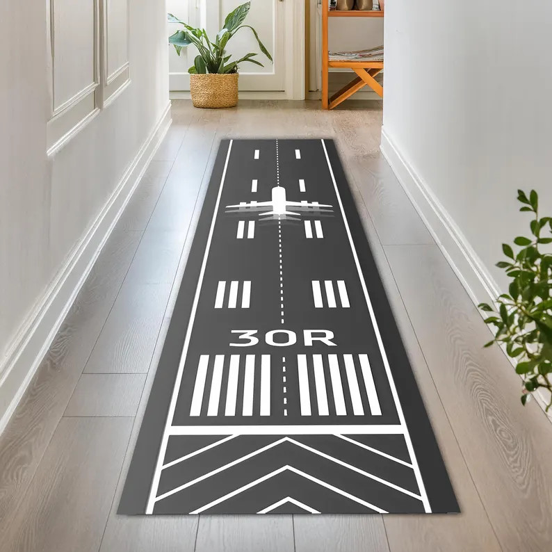 Runway Rug Track Rug Aircraft Rug Aviation Rug Aviation Carpet Airport Plane Rug Airport Decor Rug A