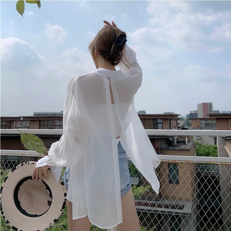 Ami Collection - Kemeja Transparan Korean Style / Kemeja Transparan Olin / Kemeja OOTD / Kemeja Stre