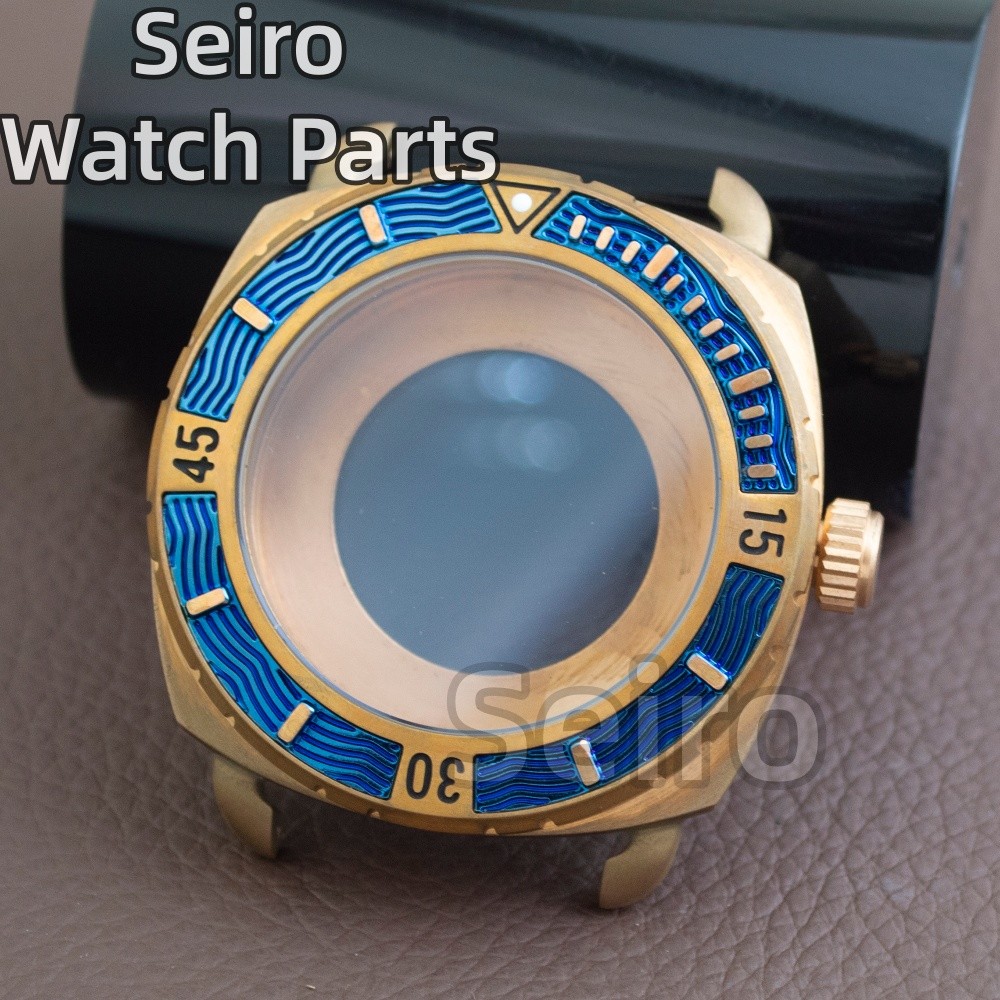 Retro Bronze 44MM NH35 Sapphire Crystal PAM Homage Big Watch Case Genuine Leather Strap Fit NH35 NH3