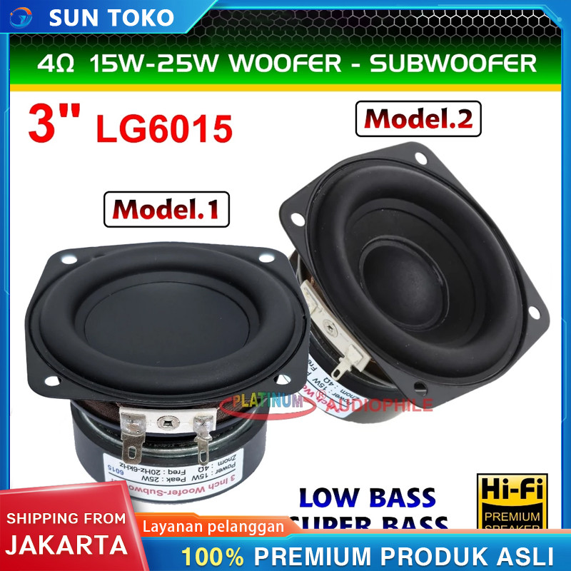 Speaker 3 inch LG-6015 Super Bass Waterproof 4 ohm 15W-25W Woofer Subwoofer