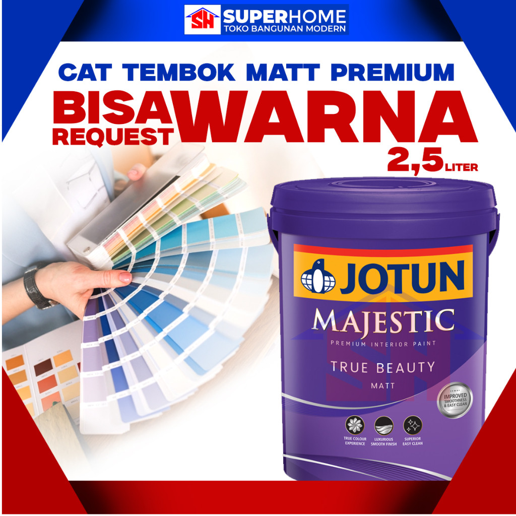 CAT TEMBOK PREMIUM INTERIOR JOTUN MAJESTIC TRUE BEAUTY MATT 2,5 LITER / KATALOG A / WARNA ABU PUTIH 