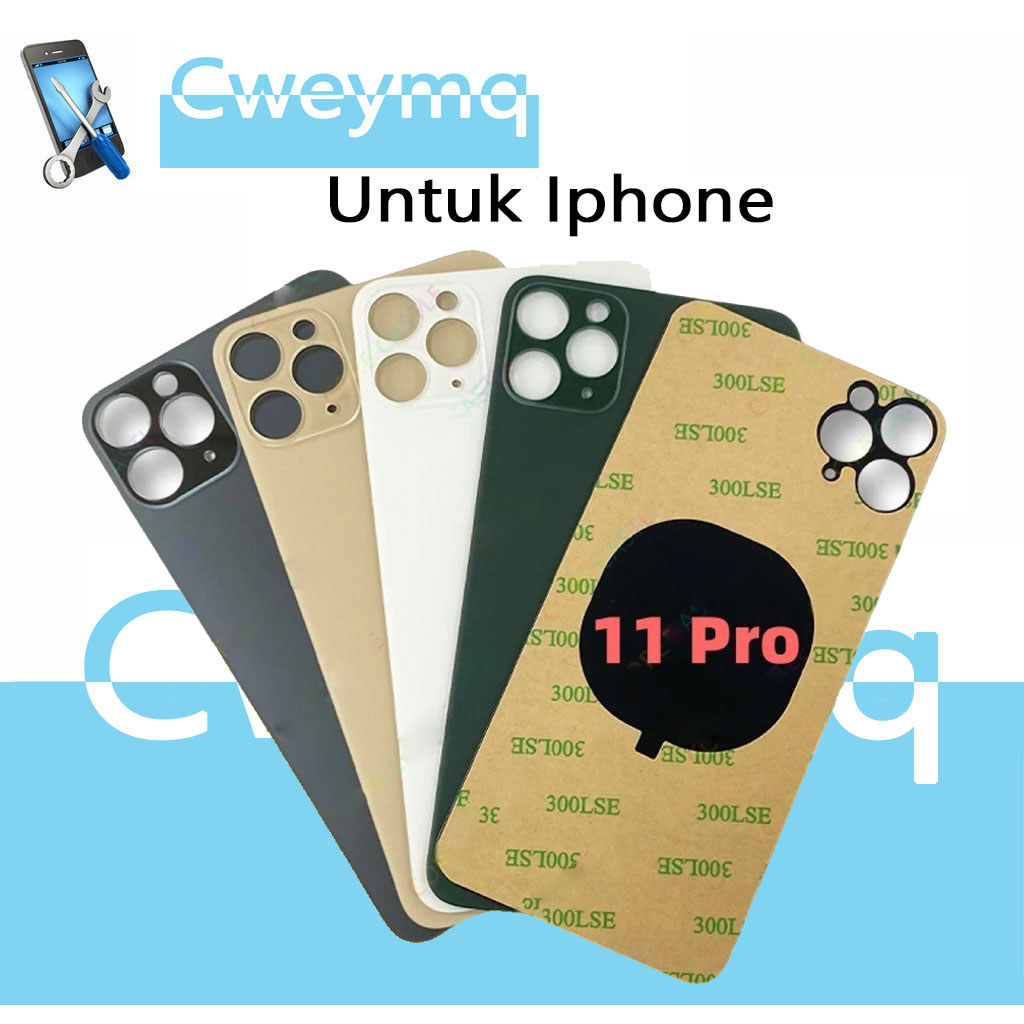 For iPhone 11 Pro Penutup Baterai Panel Kaca Kembali Ukuran Terbaik Bagian Penggantian Kamera Lubang