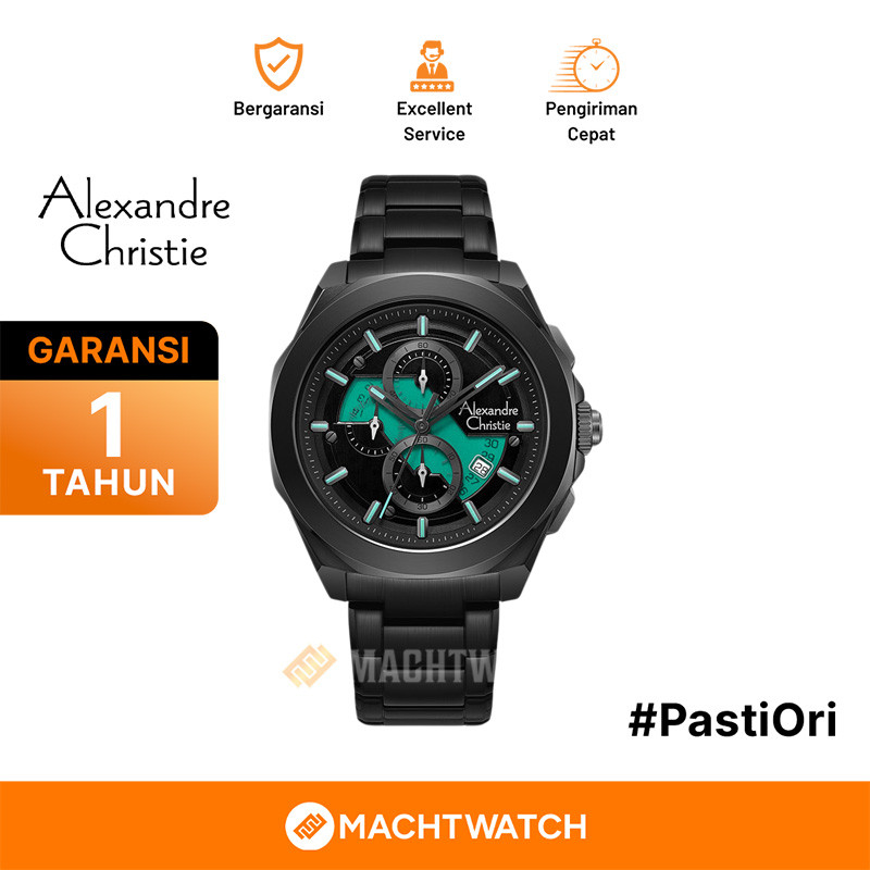 [CLEARANCE AC] Jam Tangan Pria Alexandre Christie Chronograph AC 6645 MC BIPBALE Men Transparency Di