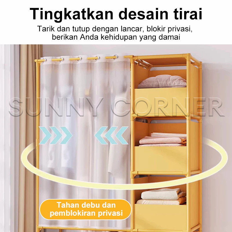 Rak Gantungan Baju Lemari Gantung Baju Lemari Pakaian Serbaguna Kain Pipa Baja Tebal Rak Gantung