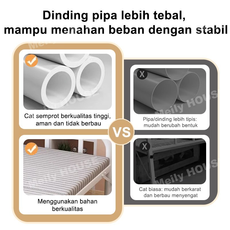 Ranjang Lipat Kasur Lipat Tempat Tidur Lipat Portable Ranjang Besi Kokoh Muatan Hingga 250kg Nyaman
