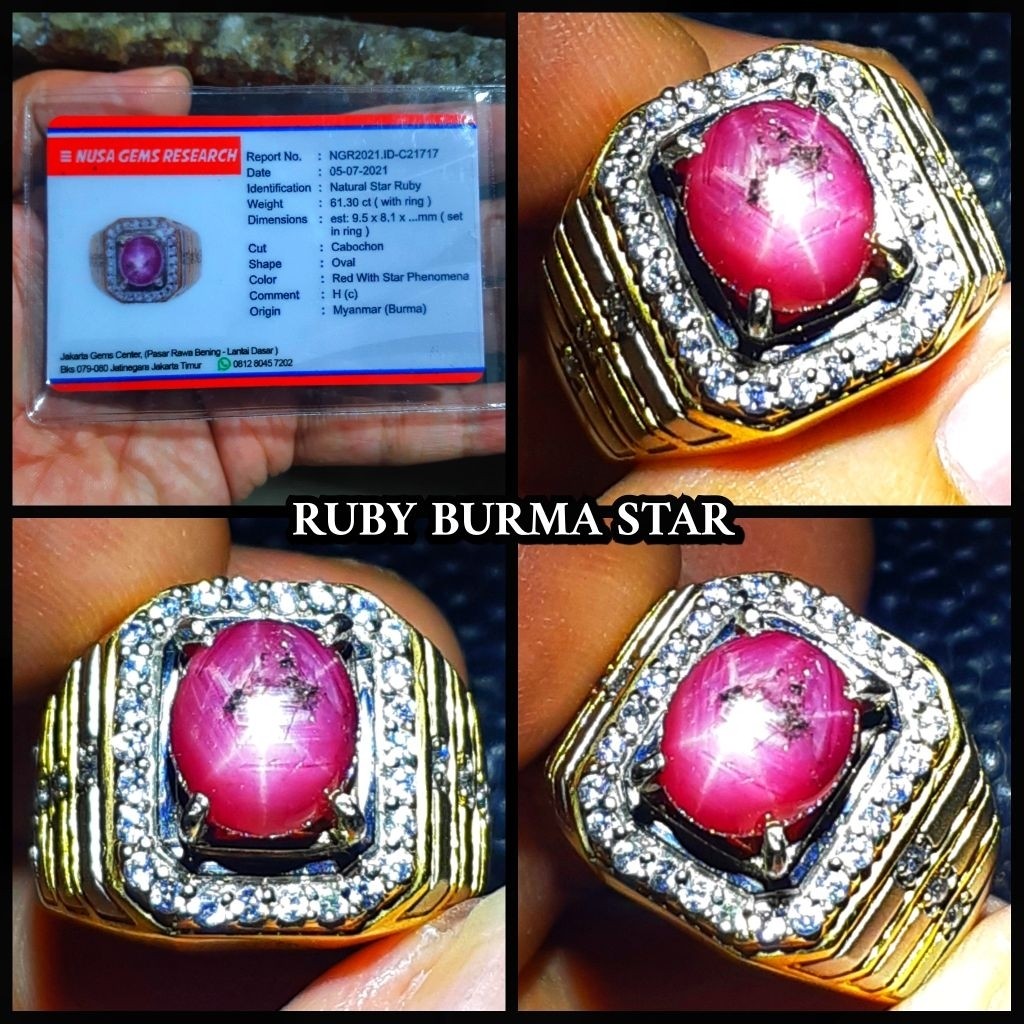 Natural Permata Star Ruby Delima Burma Asli Myanmar Ya
