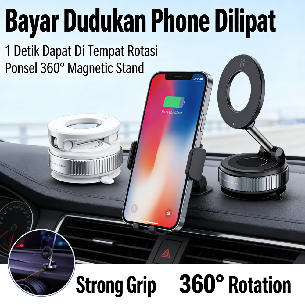 Holder Phone Mobil Meja Hp Adsorption Magnetic 360 Rotate Dinding Holder
