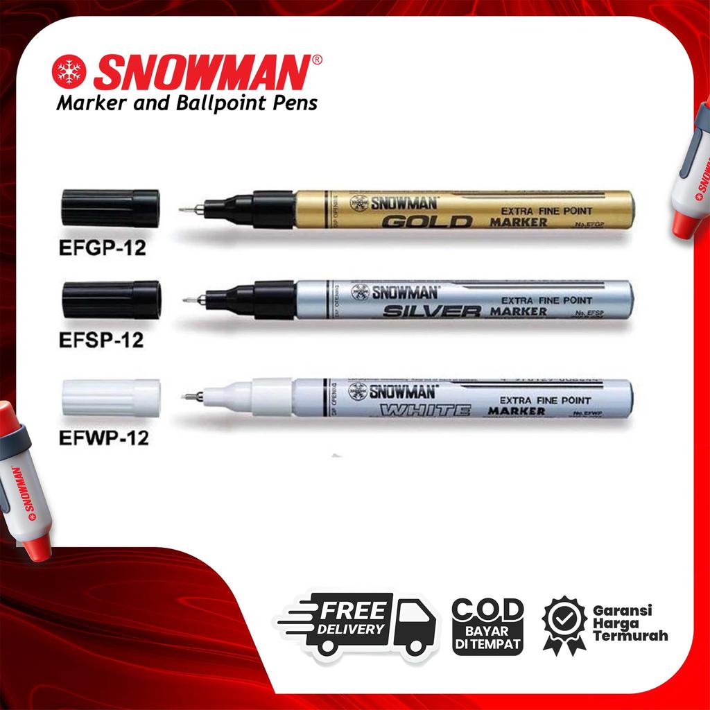 Snowman Extra Fine Marker / Spidol Paint Marker Gold, Silver, White