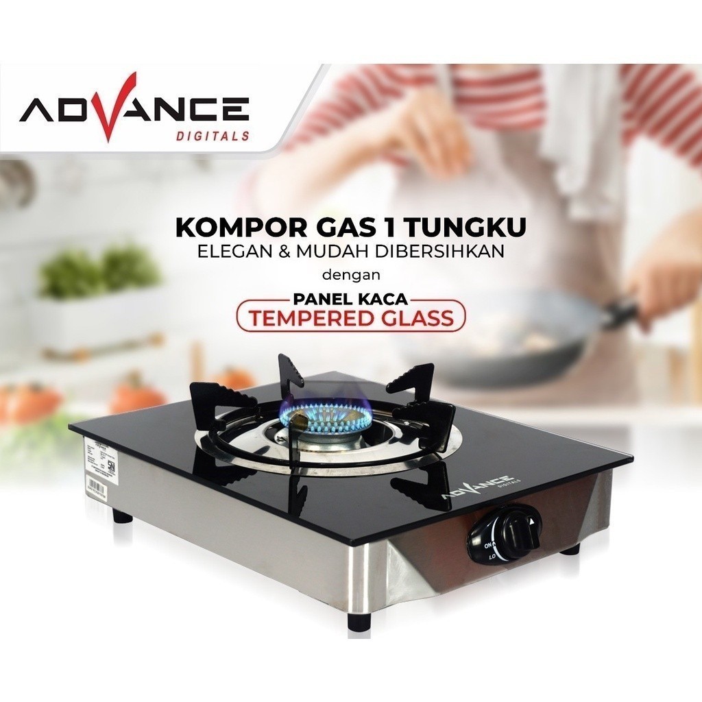 Kompor Gas 1 Tungku  GB101K ADVANCE / KOMPOR GAS KACA 1 TUNGKU ADVANCE / Kompor Advance 1Tungku GB10