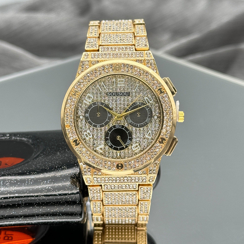 jam pria Luxury Full amond Watches For Men Top Brand Hip Hop Iced Out Arab Number Watch Men Fashion 