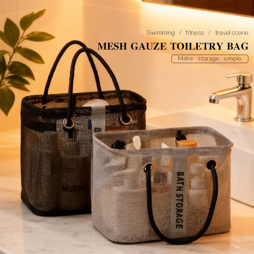 Tas Pantai Jala Mesh Totebag Kapasitas Besar Transparan Fashion / Tas Mandi Pria Wanita / Tas Jaring