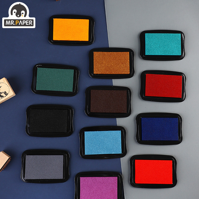 Mr Paper 12 Colors Vintage Style Handmade DIY Craft Oil Based Ink Pad for Fabric Wood Paper Scrapboo