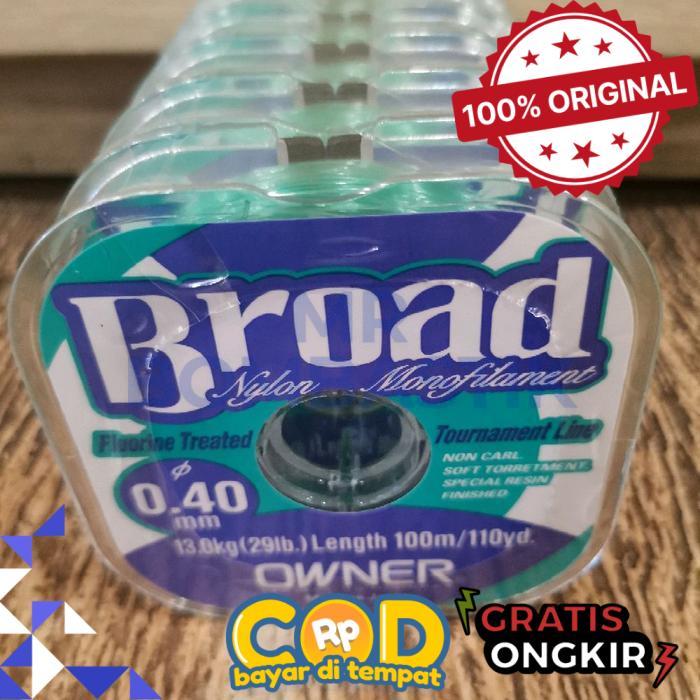 Senar Pancing Owner Broad 100m Connecting Nylon Monofilament Fluorine Treated - 29lb (0.40mm) -bomb