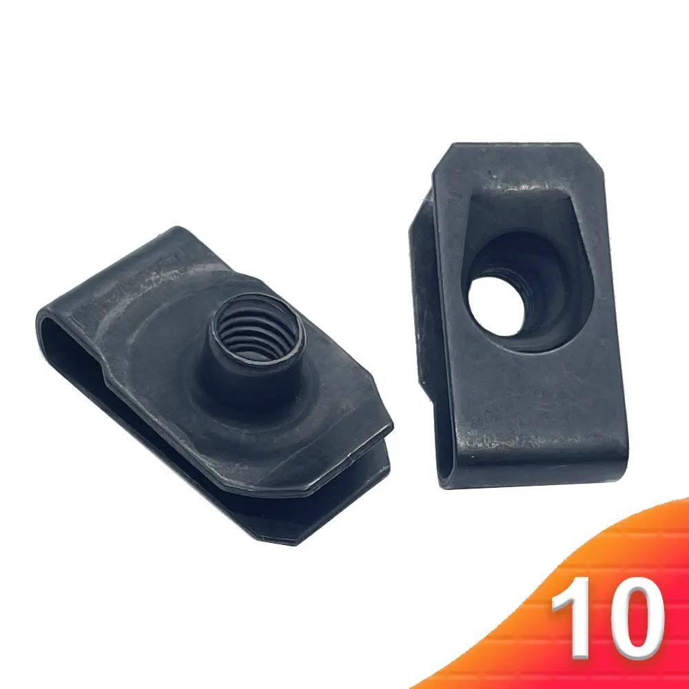 10pcs Black U Type Clips with Thread M6 6mm Reed Nuts Licence Plate Clip Q312 for Car Motorcycle Sco