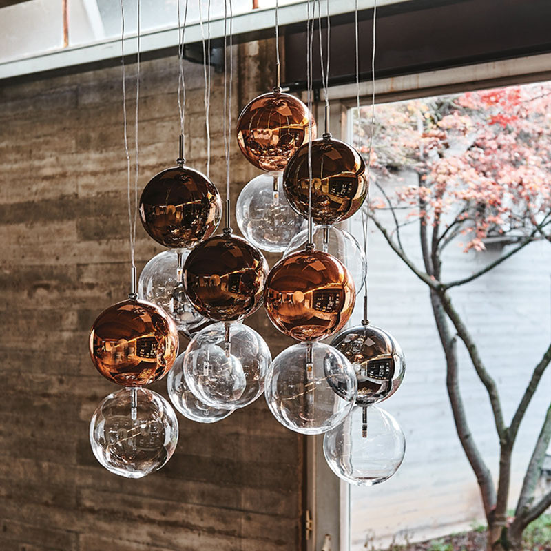 Glass restaurant pendant light, modern and minimalist creative combination, living room, bedroom, ba