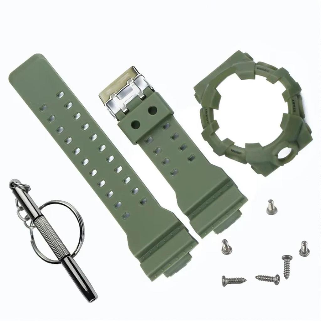Wat Accessories for Strap Bezel GA-700 710 735 5413 5522 Resin Strap Wristwat Case Silicone Watband 
